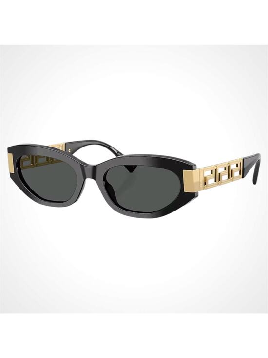 New VERSACE Sunglasses Black Gold Acetate & Metal Cat Eye w/ Case